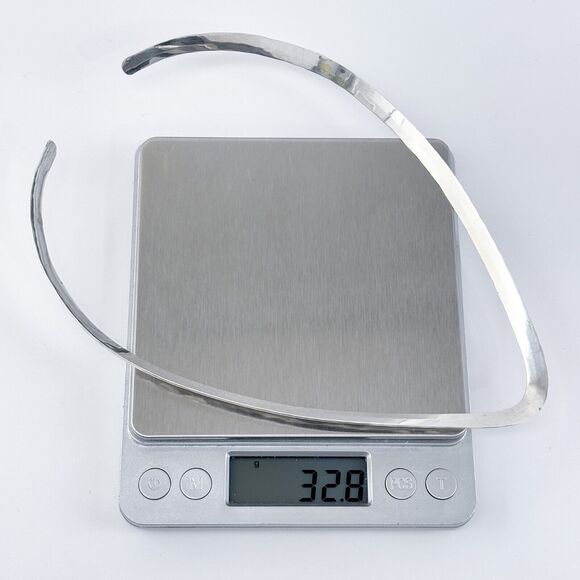 Vintage 32.8 Gram Sterling Silver 925 Hammered V Shape Collar Necklace 17" - Picture 5 of 5